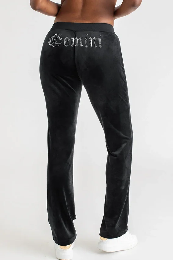 Gemini Customizable Big Bling Velour Track Pants Gemini Customizable Big Bling Velour Track Pants