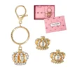 Gold-Tone Crystal Crown Keychain Bag Charm & Earring Set Gold-Tone Crystal Crown Keychain Bag Charm & Earring Set