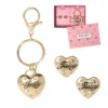 Gold-Tone Heart Keychain Bag Charm & Earring Set Gold-Tone Heart Keychain Bag Charm & Earring Set