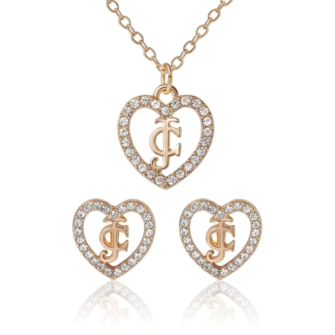 Gold-Tone Pava Heart Necklace & Stud Earrings Set Gold-Tone Pava Heart Necklace & Stud Earrings Set