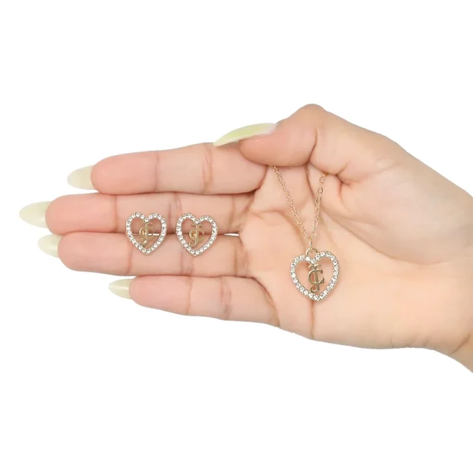 Gold-Tone Pava Heart Necklace & Stud Earrings Set Gold-Tone Pava Heart Necklace & Stud Earrings Set