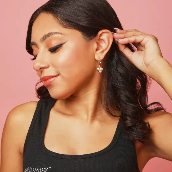 Heart Charm Hoop Earrings Heart Charm Hoop Earrings