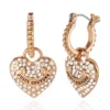 Heart Charm Hoop Earrings with Crystal Accents Heart Charm Hoop Earrings with Crystal Accents