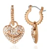Heart Charm Hoop Earrings with Crystal Accents Heart Charm Hoop Earrings with Crystal Accents