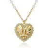 Heart Crown Necklace with Pearl Accent Heart Crown Necklace with Pearl Accent