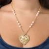 Heart Crown Necklace with Pearl Accent Heart Crown Necklace with Pearl Accent