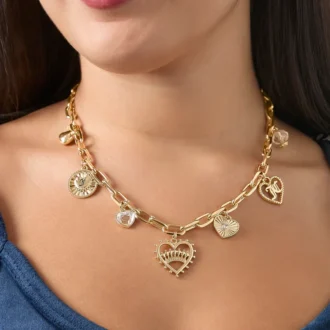 Heart Juicy Logo Charm Necklace