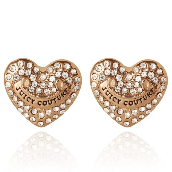 Heart Stud Earrings with Crystal Accents Heart Stud Earrings with Crystal Accents