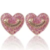 Heart Stud Earrings with Crystal Accents Heart Stud Earrings with Crystal Accents