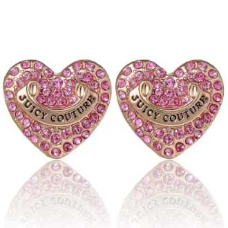 Heart Stud Earrings with Crystal Accents