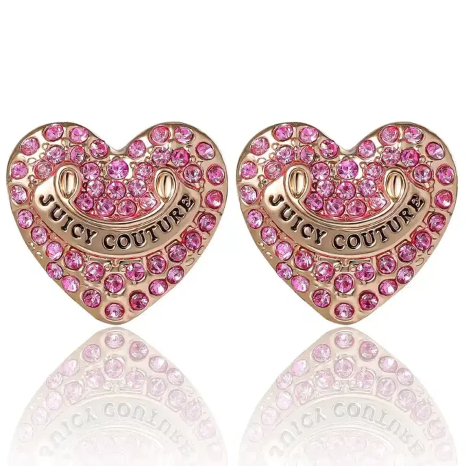 Heart Stud Earrings with Crystal Accents Heart Stud Earrings with Crystal Accents