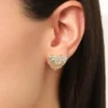 Heart Stud Earrings with Crystal Accents Heart Stud Earrings with Crystal Accents