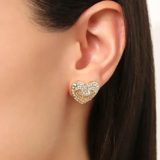 Heart Stud Earrings with Crystal Accents Heart Stud Earrings with Crystal Accents