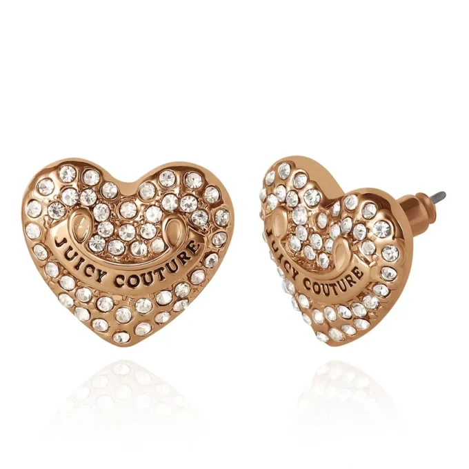 Heart Stud Earrings with Crystal Accents Heart Stud Earrings with Crystal Accents