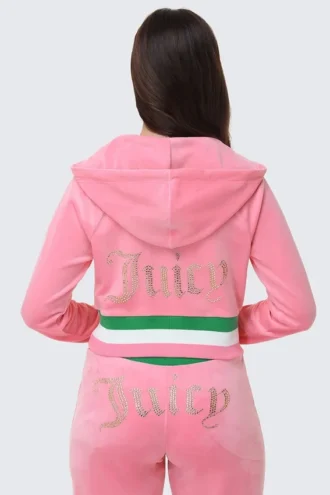 Heritage Stripe Bling Velour Zip Hoodie Heritage Stripe Bling Velour Zip Hoodie