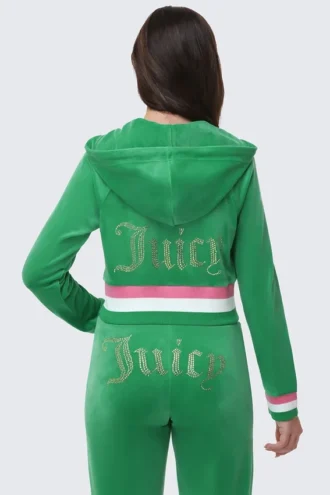 Heritage Stripe Bling Velour Zip Hoodie Heritage Stripe Bling Velour Zip Hoodie