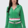 Heritage Stripe Bling Velour Zip Hoodie Heritage Stripe Bling Velour Zip Hoodie