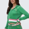 Heritage Stripe Bling Velour Zip Hoodie Heritage Stripe Bling Velour Zip Hoodie
