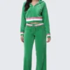 Heritage Stripe Bling Velour Zip Hoodie Heritage Stripe Bling Velour Zip Hoodie