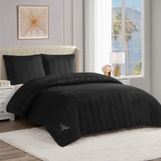Jenny Velour Striped Jacquard Duvet Set