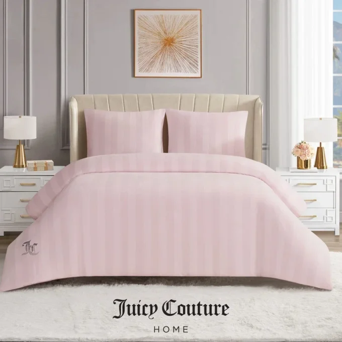 Jenny Velour Striped Jacquard Duvet Set