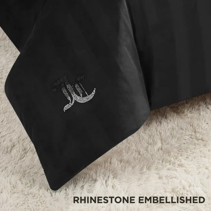 Jenny Velour Striped Jacquard Duvet Set
