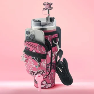 Jetsetter Hydration Stainless Steel Tumbler with Handle, Straw & Topper with Neoprene Crossbody Pouch