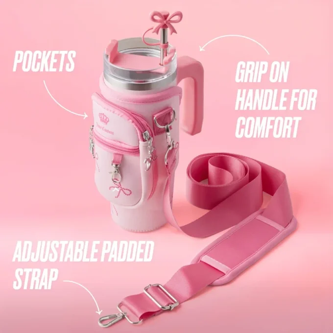 Jetsetter Hydration Stainless Steel Tumbler with Handle, Straw & Topper with Neoprene Crossbody Pouch Jetsetter Hydration Stainless Steel Tumbler with Handle, Straw & Topper with Neoprene Crossbody Pouch