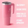 Jetsetter Hydration Stainless Steel Tumbler with Handle, Straw & Topper with Velour Crossbody Pouch Jetsetter Hydration Stainless Steel Tumbler with Handle, Straw & Topper with Velour Crossbody Pouch