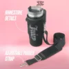 Jetsetter Hydration Stainless Steel Tumbler with Handle, Straw & Topper with Velour Crossbody Pouch Jetsetter Hydration Stainless Steel Tumbler with Handle, Straw & Topper with Velour Crossbody Pouch