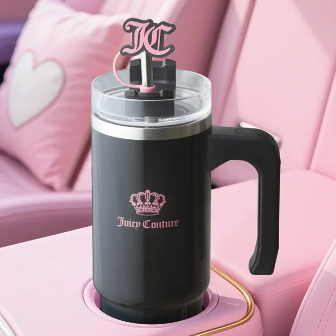 Jetsetter Hydration Stainless Steel Tumbler with Handle, Straw & Topper with Velour Crossbody Pouch Jetsetter Hydration Stainless Steel Tumbler with Handle, Straw & Topper with Velour Crossbody Pouch