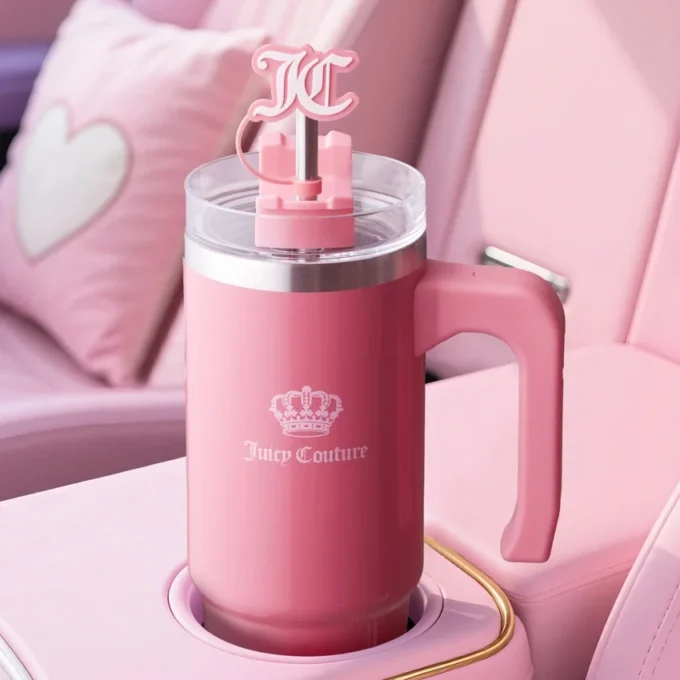 Jetsetter Hydration Stainless Steel Tumbler with Handle, Straw & Topper with Velour Crossbody Pouch Jetsetter Hydration Stainless Steel Tumbler with Handle, Straw & Topper with Velour Crossbody Pouch