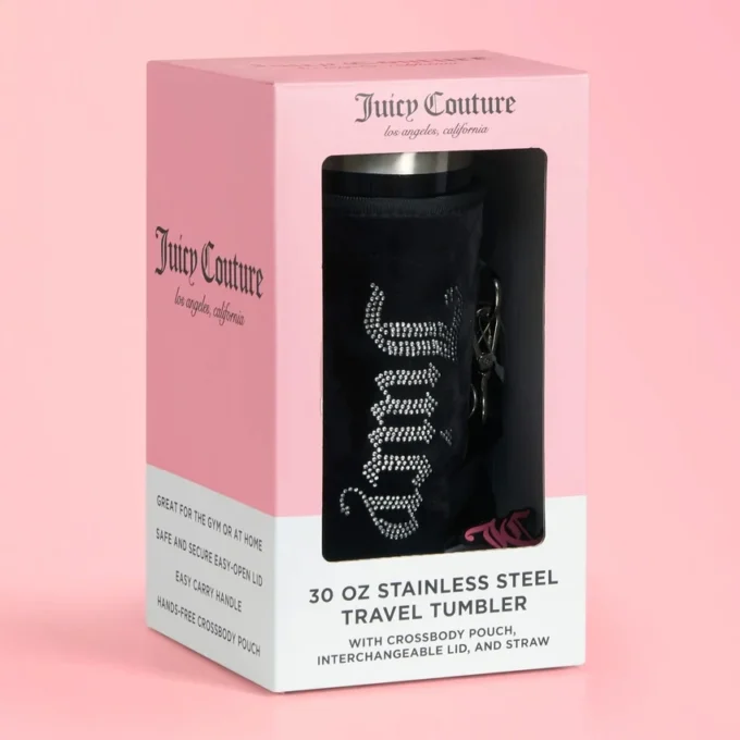 Jetsetter Hydration Stainless Steel Tumbler with Handle, Straw & Topper with Velour Crossbody Pouch Jetsetter Hydration Stainless Steel Tumbler with Handle, Straw & Topper with Velour Crossbody Pouch