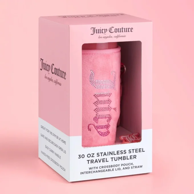 Jetsetter Hydration Stainless Steel Tumbler with Handle, Straw & Topper with Velour Crossbody Pouch Jetsetter Hydration Stainless Steel Tumbler with Handle, Straw & Topper with Velour Crossbody Pouch