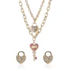 Key Charm Layered Necklace and Lock Earring Set Key Charm Layered Necklace and Lock Earring Set