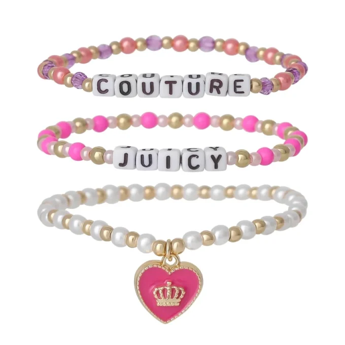 Kids Choose Juicy Heart Charm 3 Piece Beaded Bracelet Set Kids Choose Juicy Heart Charm 3 Piece Beaded Bracelet Set