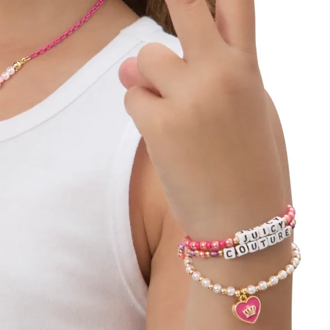Kids Choose Juicy Heart Charm 3 Piece Beaded Bracelet Set Kids Choose Juicy Heart Charm 3 Piece Beaded Bracelet Set