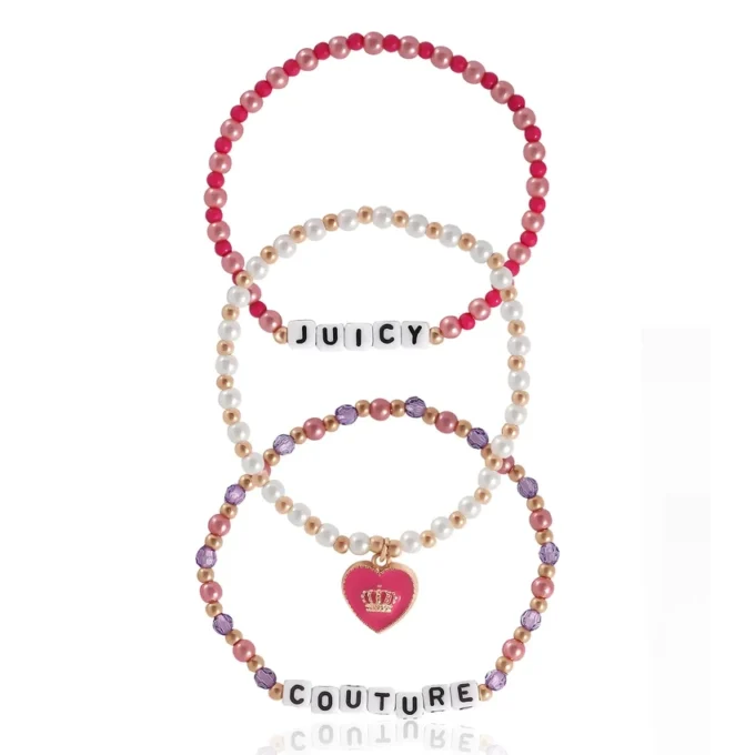 Kids Choose Juicy Heart Charm 3 Piece Beaded Bracelet Set Kids Choose Juicy Heart Charm 3 Piece Beaded Bracelet Set