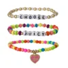Kids Choose Juicy Heart Charm 3 Piece Stretch Beaded Bracelet Set Kids Choose Juicy Heart Charm 3 Piece Stretch Beaded Bracelet Set