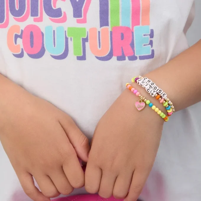 Kids Choose Juicy Heart Charm 3 Piece Stretch Beaded Bracelet Set Kids Choose Juicy Heart Charm 3 Piece Stretch Beaded Bracelet Set