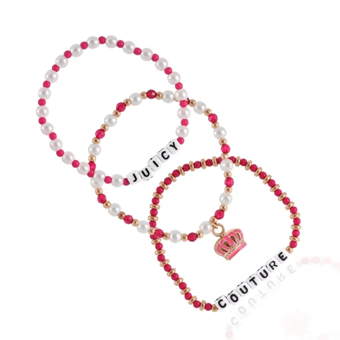 Kids Crown Charm 3 Piece Stretch Beaded Bracelet Set Kids Crown Charm 3 Piece Stretch Beaded Bracelet Set