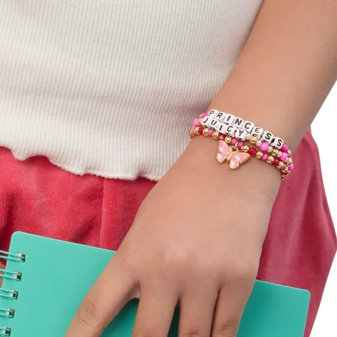 Kids Juicy Pink Butterfly Beaded Bracelet Set Kids Juicy Pink Butterfly Beaded Bracelet Set