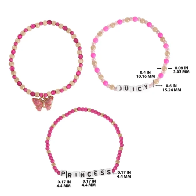 Kids Juicy Pink Butterfly Beaded Bracelet Set Kids Juicy Pink Butterfly Beaded Bracelet Set