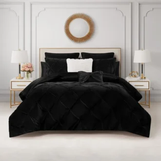Kiss Pleat Micromink Comforter Set with Decorative Pillows Kiss Pleat Micromink Comforter Set with Decorative Pillows