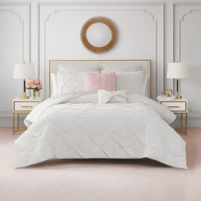 Kiss Pleat Micromink Comforter Set with Decorative Pillows