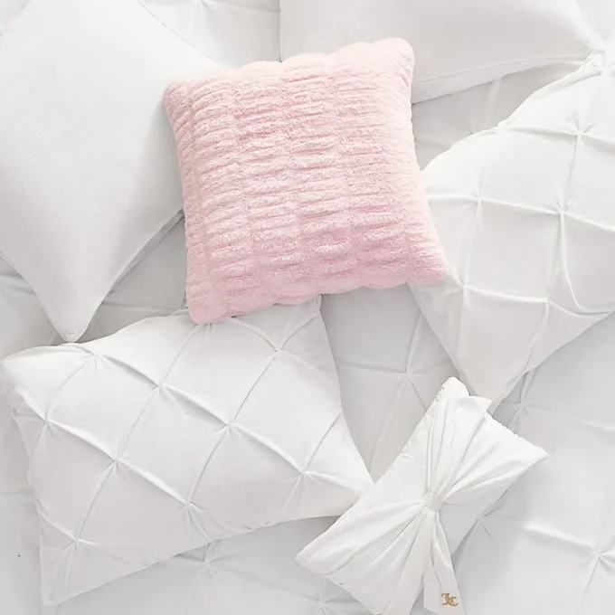 Kiss Pleat Micromink Comforter Set with Decorative Pillows