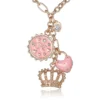 Layered Charm Necklace with Pink Enamel Accents Layered Charm Necklace with Pink Enamel Accents