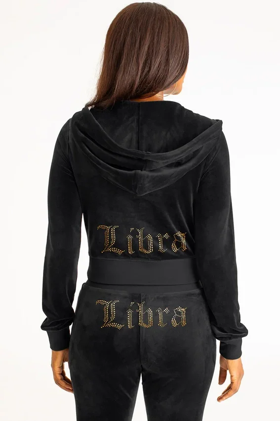 Libra Customizable Big Bling Velour Hoodie Libra Customizable Big Bling Velour Hoodie