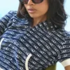Logo Stripe Short Sleeve Zip Hoodie Logo Stripe Short Sleeve Zip Hoodie