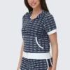 Logo Stripe Short Sleeve Zip Hoodie Logo Stripe Short Sleeve Zip Hoodie